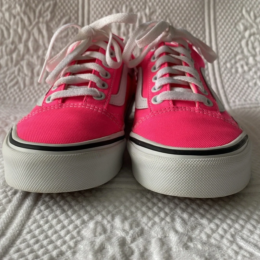 Vans Old Skool Neon Knockout Pink/True White Sneakers Skater Shoes Valentines - Picture 5 of 10